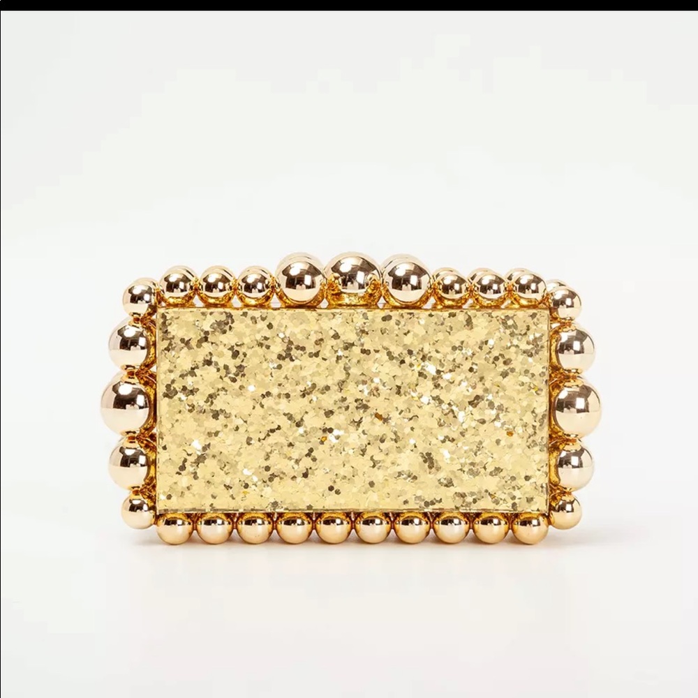 Gold Cult Gaia Eos Beaded Acrylic Box Clutch Bag